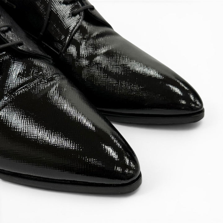Great PRADA Leather shoes Pointed toe lace-up shoes black leather Women 38