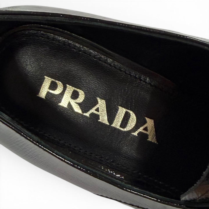 Great PRADA Leather shoes Pointed toe lace-up shoes black leather Women 38