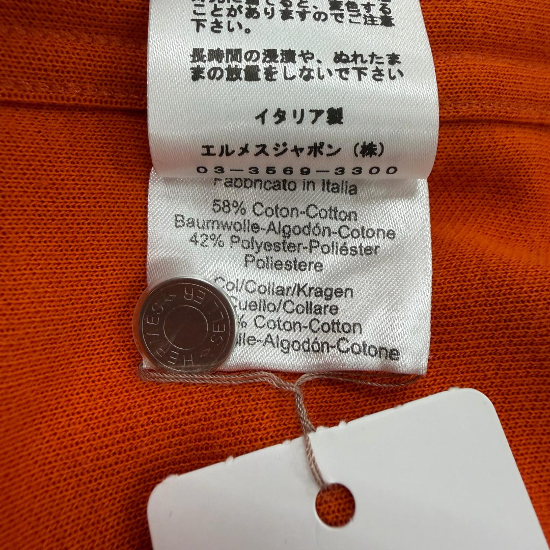 Pristine HERMES Short sleeve polo shirt Serie button Orange cotton mens M