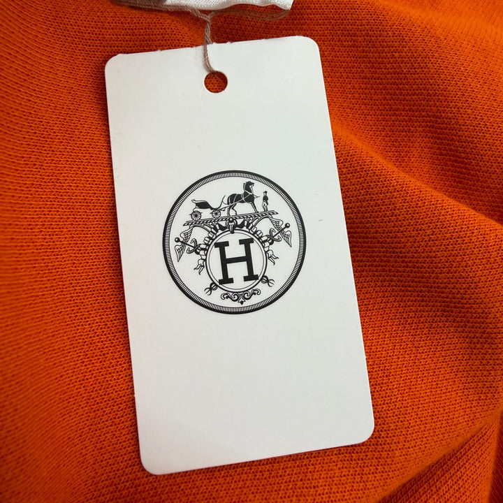 Pristine HERMES Short sleeve polo shirt Serie button Orange cotton mens M