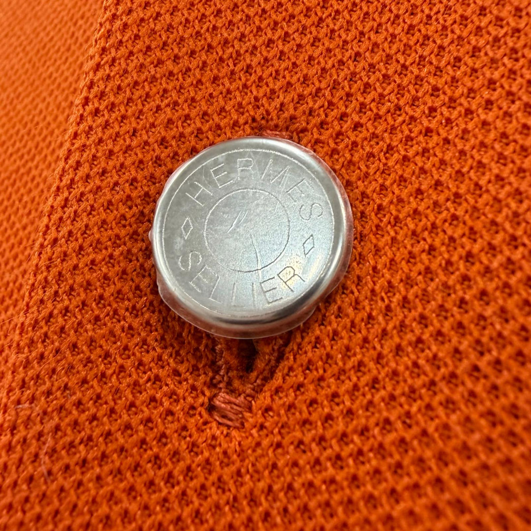 Pristine HERMES Short sleeve polo shirt Serie button Orange cotton mens M