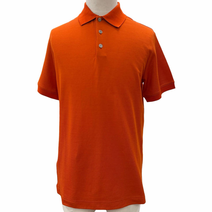 Pristine HERMES Short sleeve polo shirt Serie button Orange cotton mens M