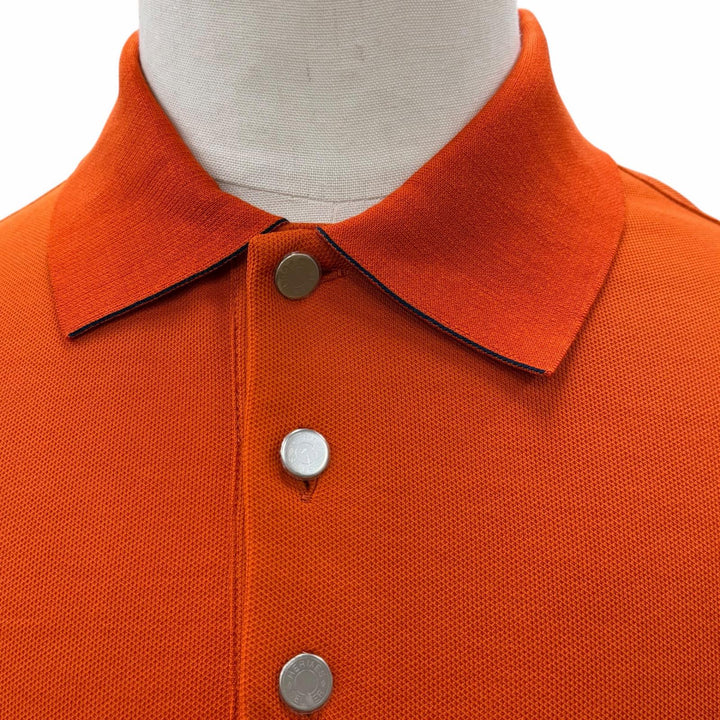 Pristine HERMES Short sleeve polo shirt Serie button Orange cotton mens M