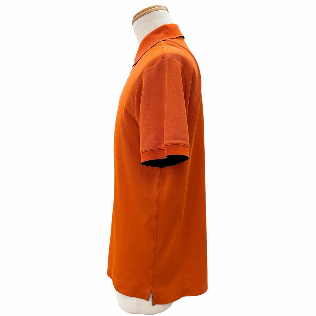 Pristine HERMES Short sleeve polo shirt Serie button Orange cotton mens M