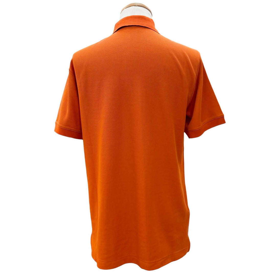 Pristine HERMES Short sleeve polo shirt Serie button Orange cotton mens M