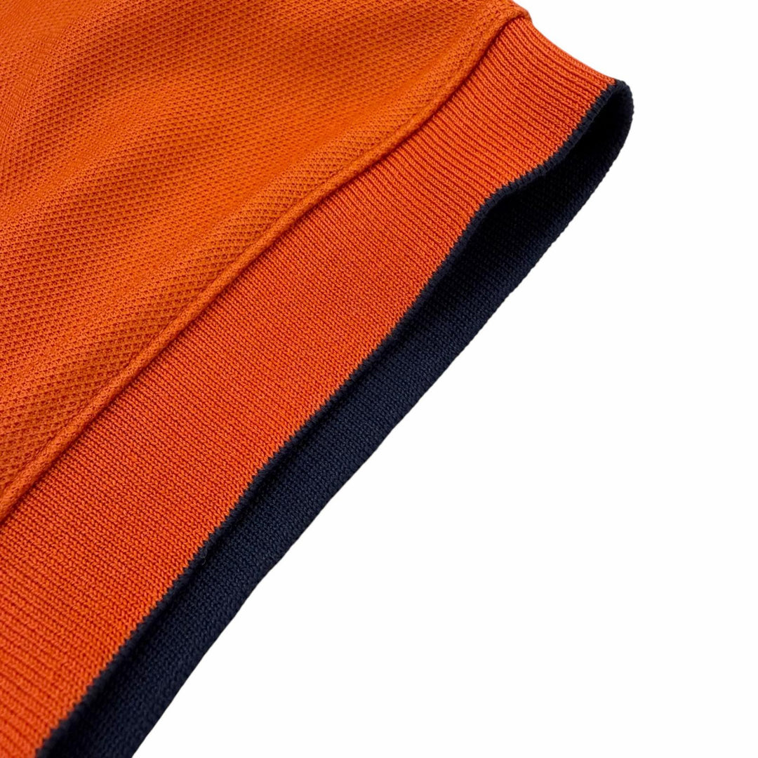 Pristine HERMES Short sleeve polo shirt Serie button Orange cotton mens M