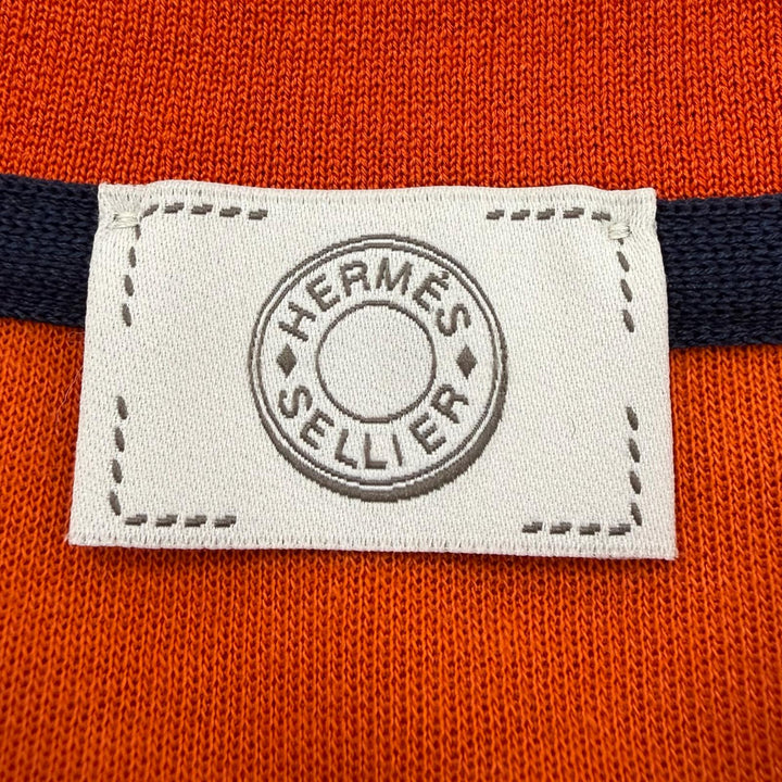 Pristine HERMES Short sleeve polo shirt Serie button Orange cotton mens M