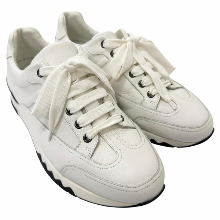 Great HERMES Low cut sneakers Trail H logo white leather mens H191395ZH