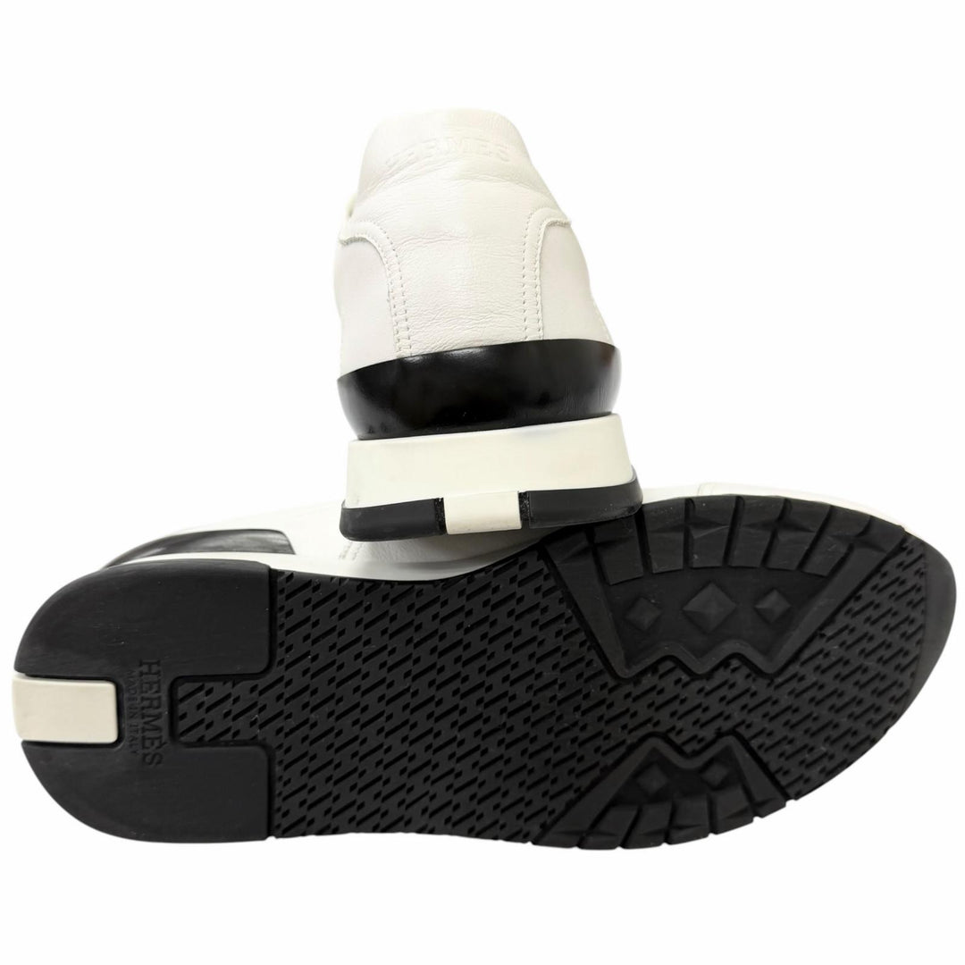 Great HERMES Low cut sneakers Trail H logo white leather mens H191395ZH