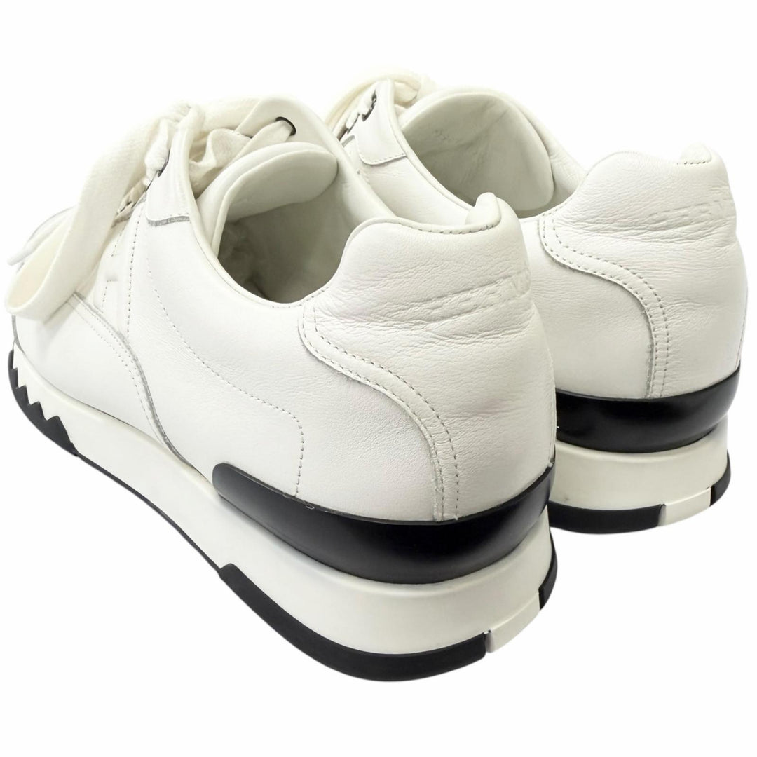 Great HERMES Low cut sneakers Trail H logo white leather mens H191395ZH