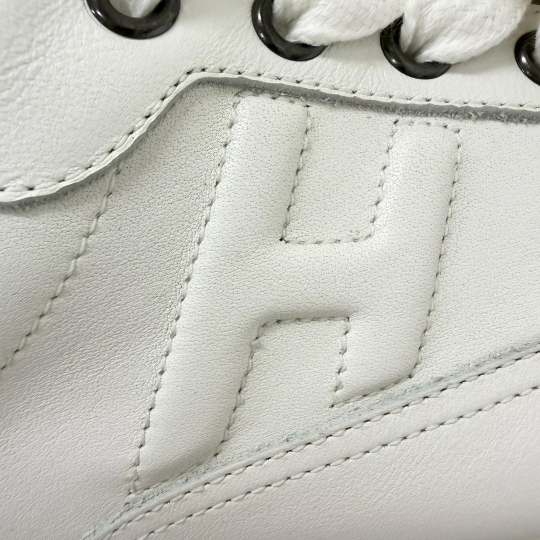 Great HERMES Low cut sneakers Trail H logo white leather mens H191395ZH
