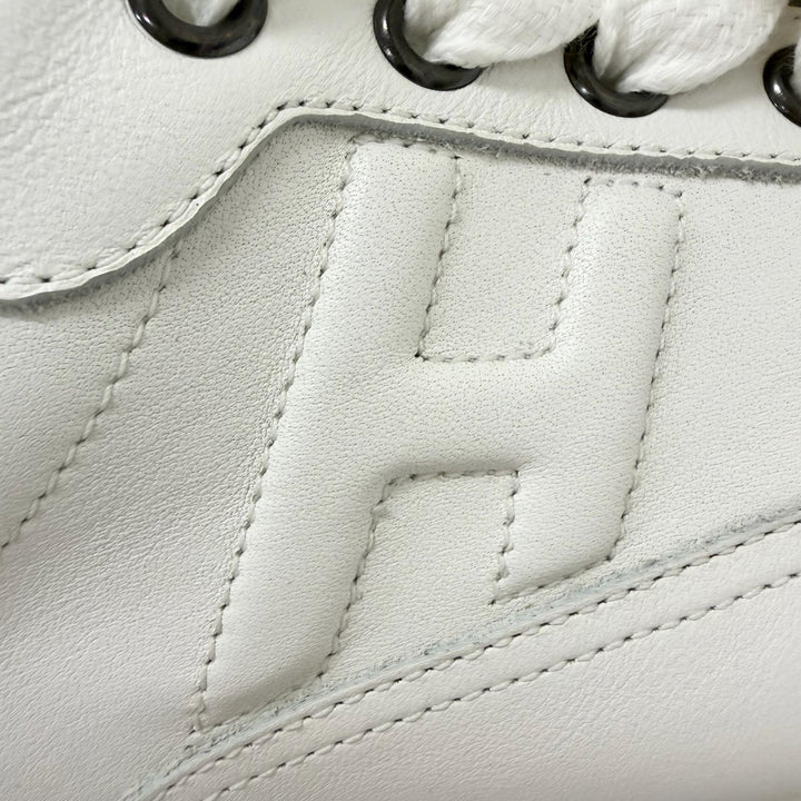 Great HERMES Low cut sneakers Trail H logo white leather mens H191395ZH