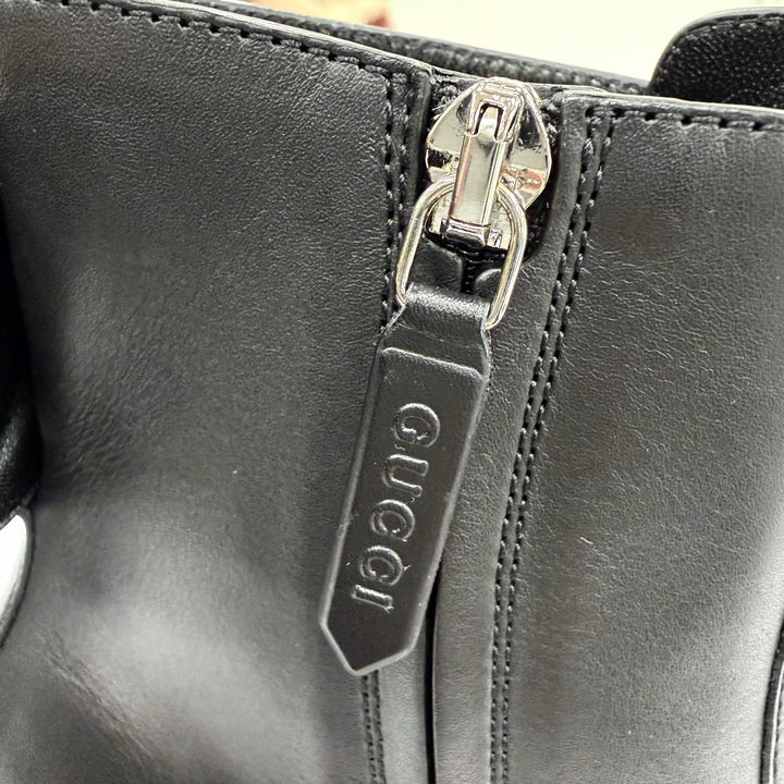 Pristine GUCCI Ankle boots GG Marmont Lace-Up Leather Short Boots 35 670397