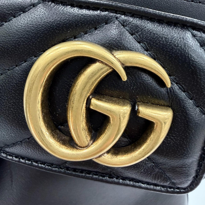 Pristine GUCCI Ankle boots GG Marmont Lace-Up Leather Short Boots 35 670397