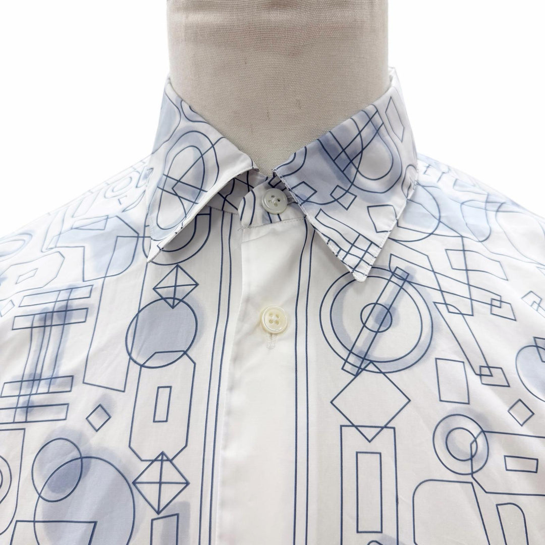 Excellent HERMES Long sleeve shirt Fragment Equestres white cotton mens 39