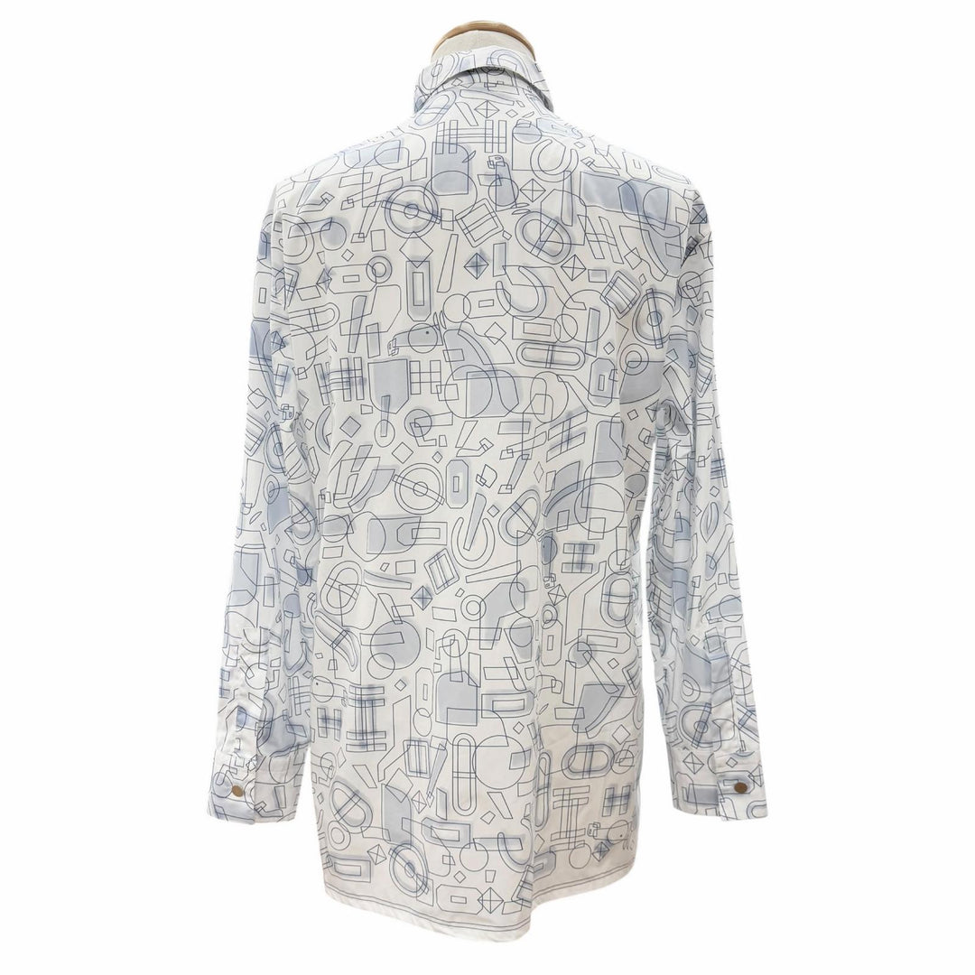Excellent HERMES Long sleeve shirt Fragment Equestres white cotton mens 39