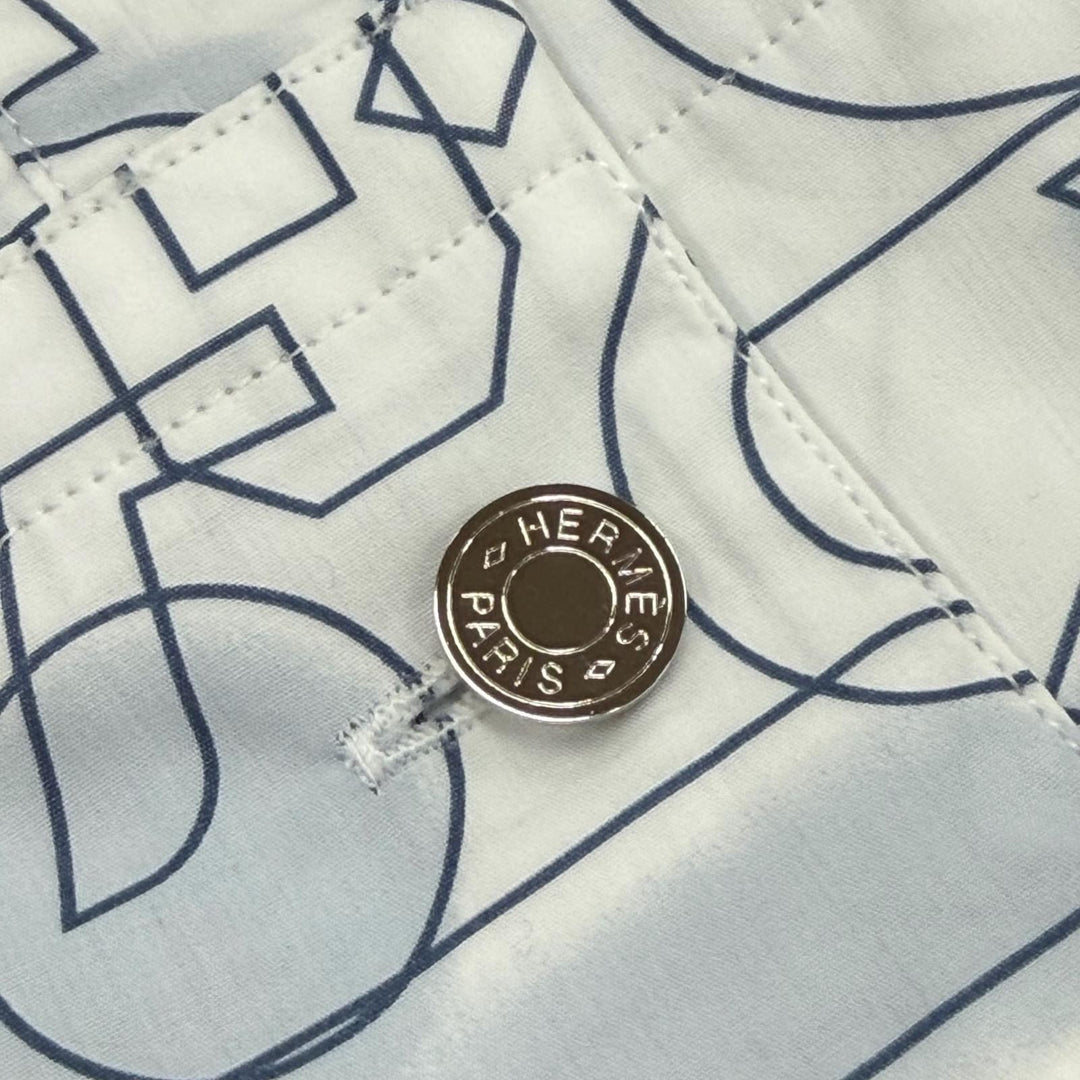 Excellent HERMES Long sleeve shirt Fragment Equestres white cotton mens 39