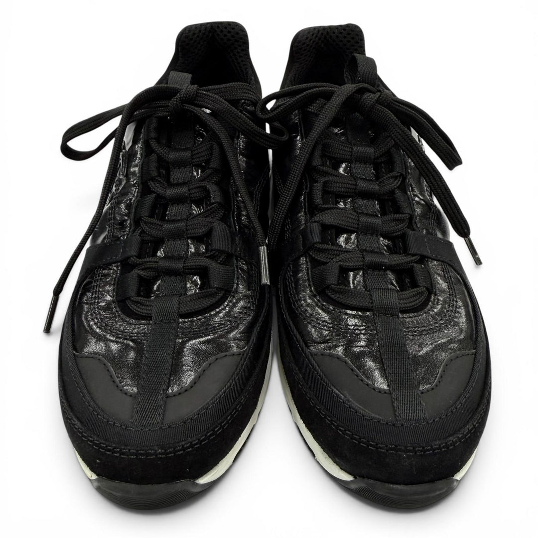 Great CHANEL Low cut sneakers COCO Mark Lace-up Leather black Women 36 G46609