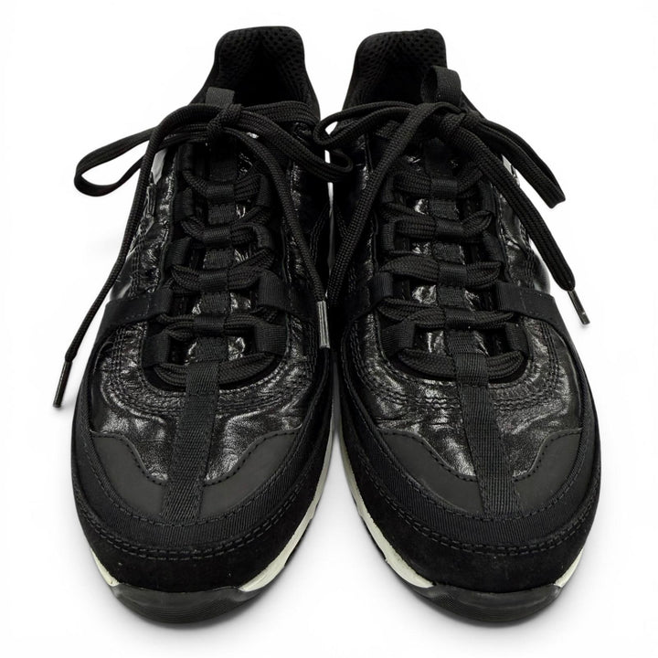 Great CHANEL Low cut sneakers COCO Mark Lace-up Leather black Women 36 G46609