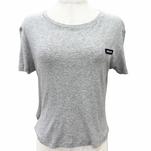 Excellent Miu Miu Rib-knit jersey t-shirt Logo patch short-sleeved top S MJN466