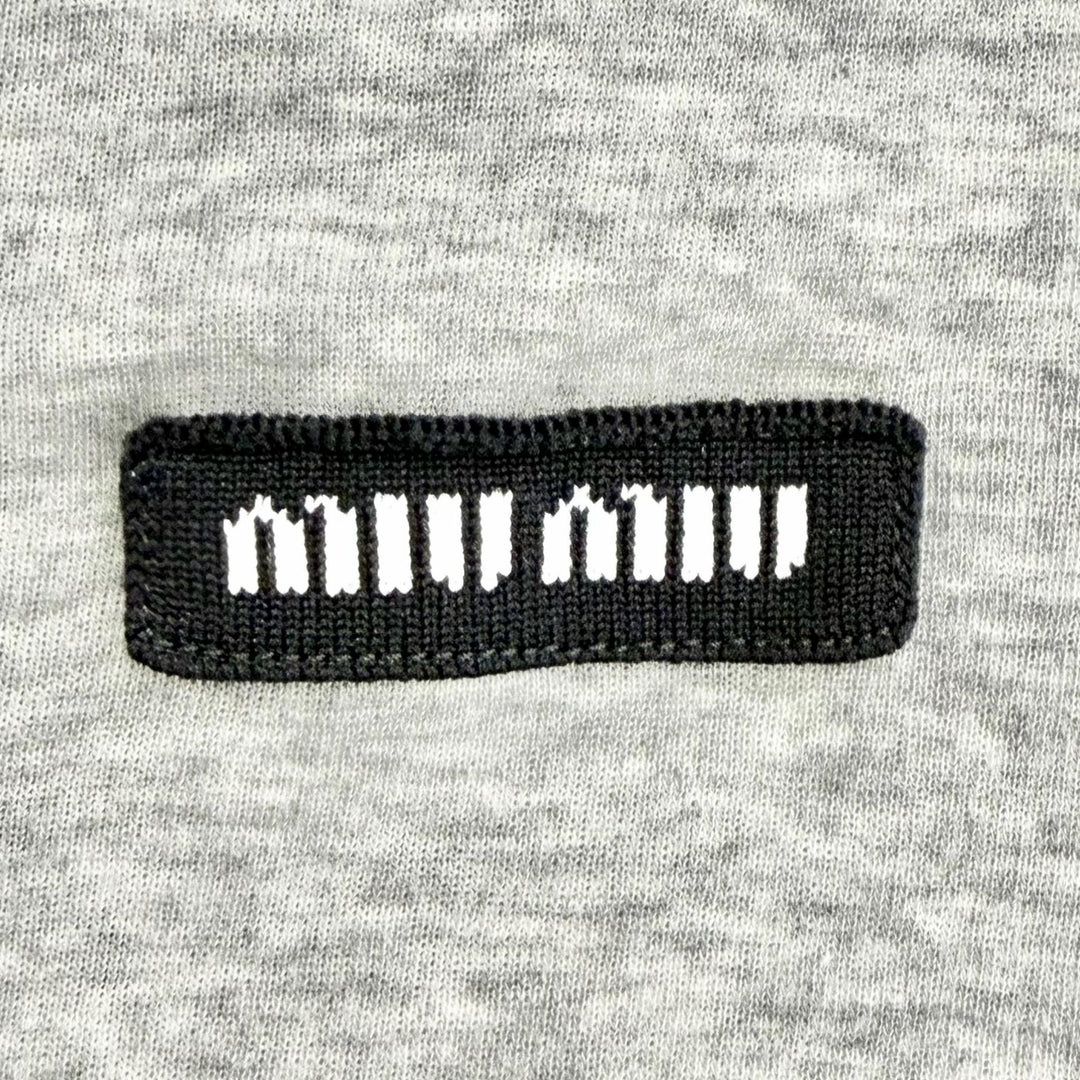 Excellent Miu Miu Rib-knit jersey t-shirt Logo patch short-sleeved top S MJN466