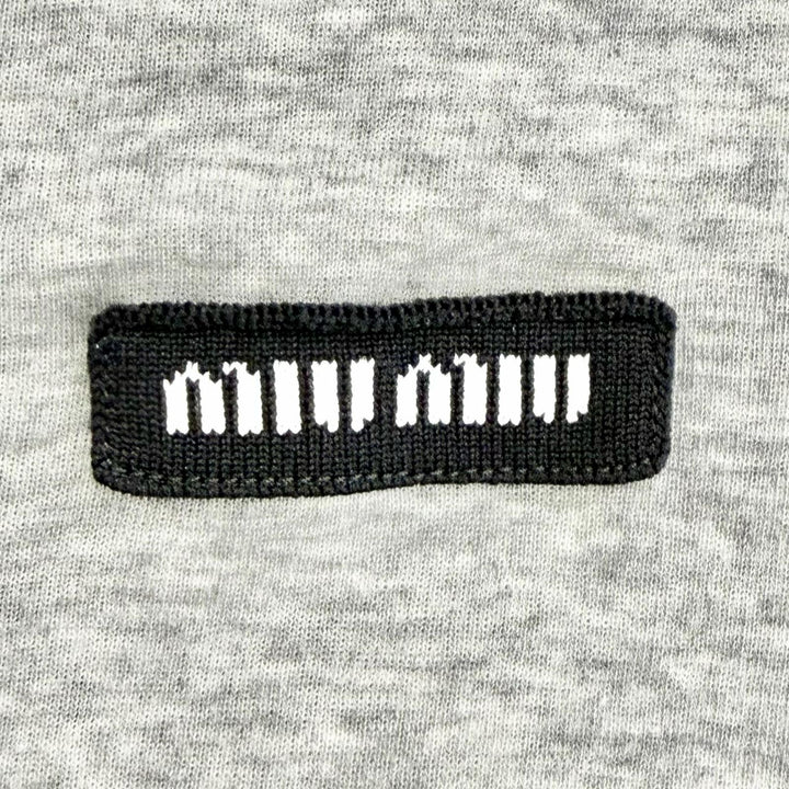 Excellent Miu Miu Rib-knit jersey t-shirt Logo patch short-sleeved top S MJN466