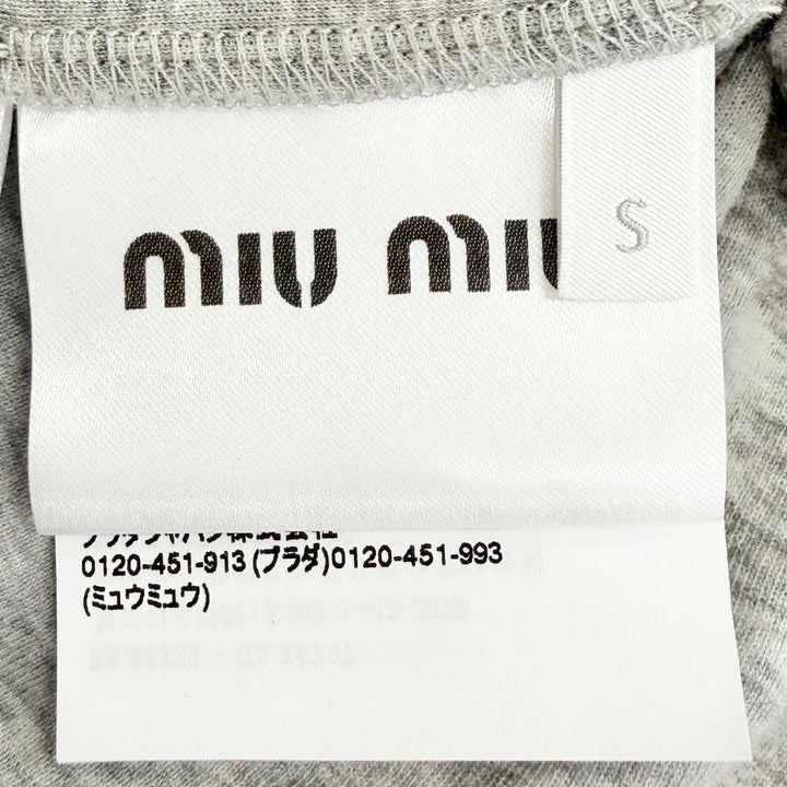 Excellent Miu Miu Rib-knit jersey t-shirt Logo patch short-sleeved top S MJN466