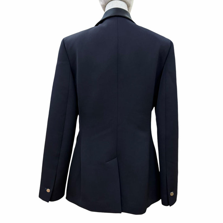 Pristine HERMES Jacket Peaked lapel tuxedo Dark navy wool Women 40 5E0299DH