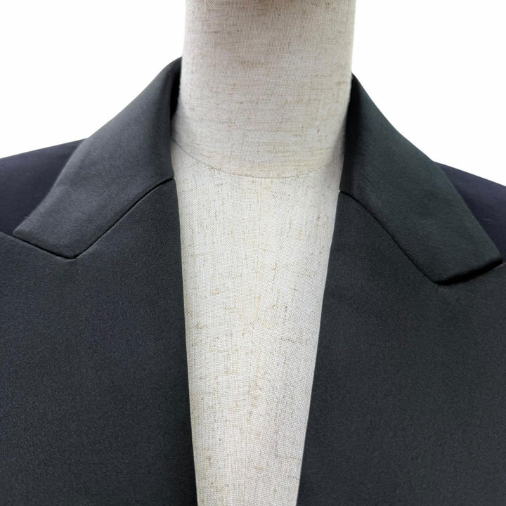 Pristine HERMES Jacket Peaked lapel tuxedo Dark navy wool Women 40 5E0299DH