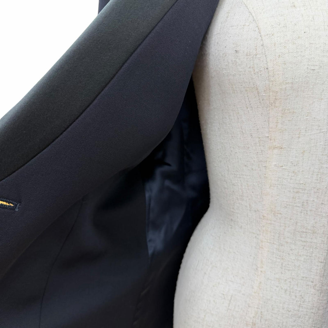 Pristine HERMES Jacket Peaked lapel tuxedo Dark navy wool Women 40 5E0299DH