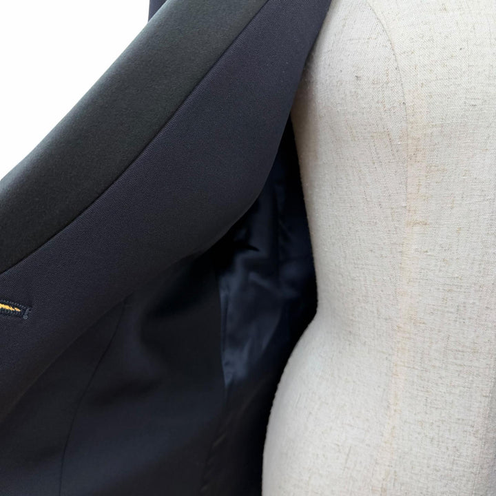 Pristine HERMES Jacket Peaked lapel tuxedo Dark navy wool Women 40 5E0299DH