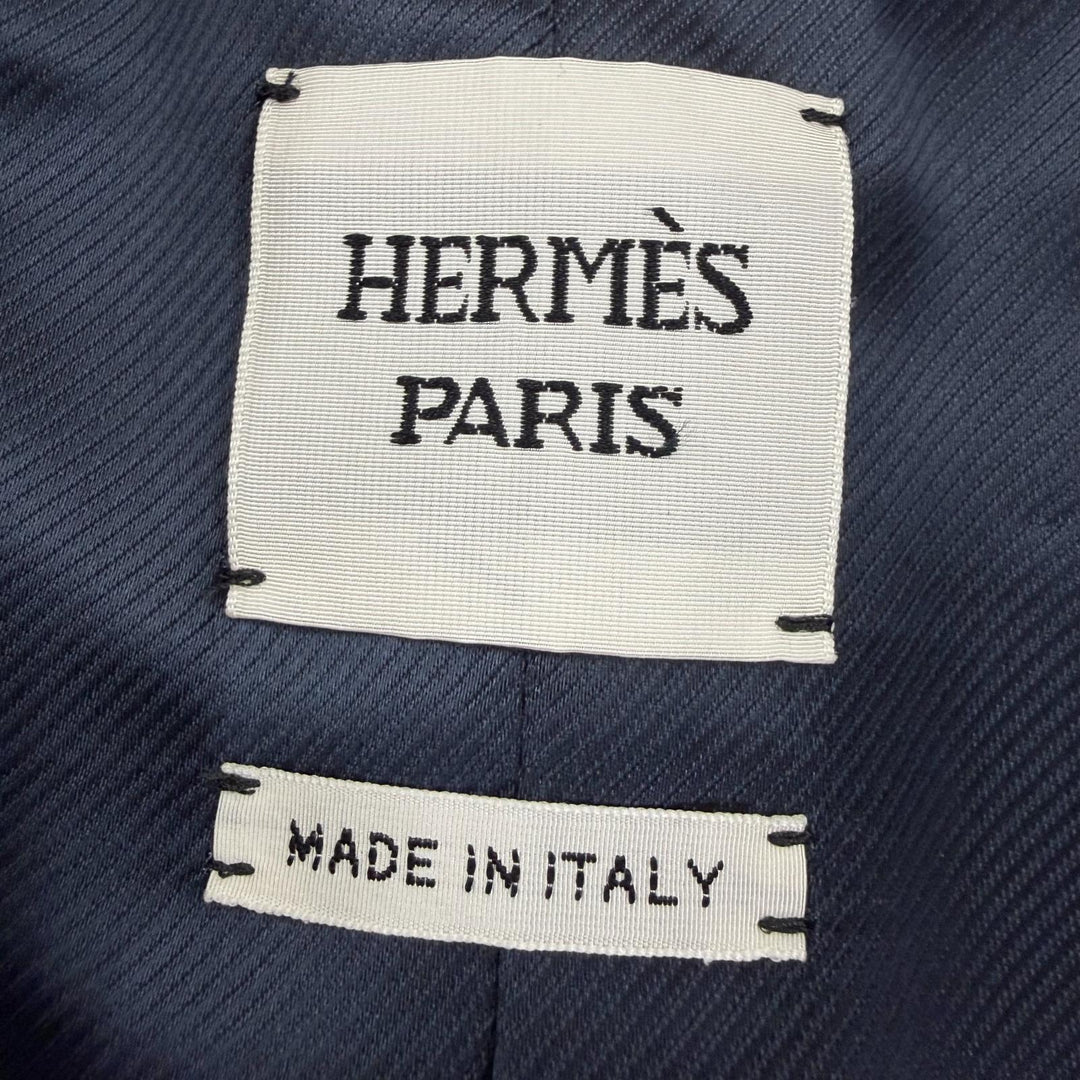 Pristine HERMES Jacket Peaked lapel tuxedo Dark navy wool Women 40 5E0299DH