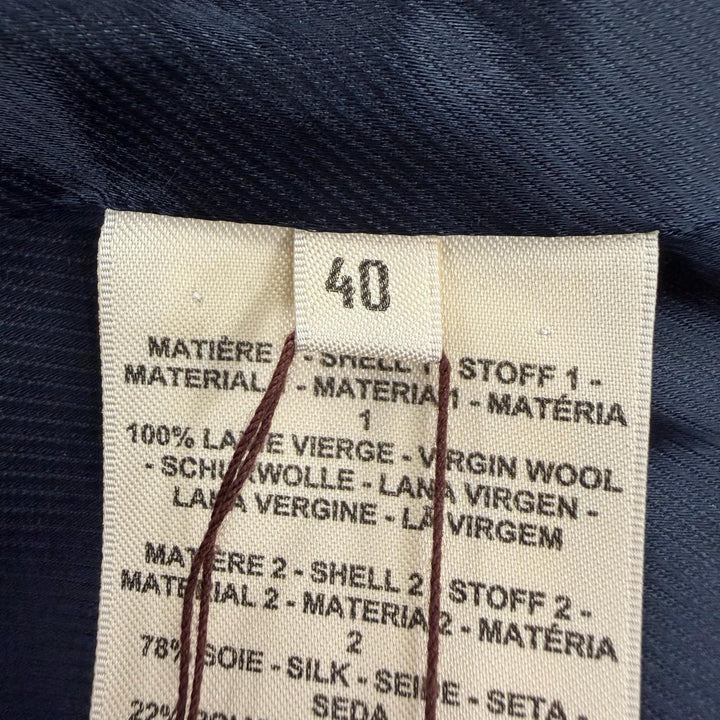 Pristine HERMES Jacket Peaked lapel tuxedo Dark navy wool Women 40 5E0299DH