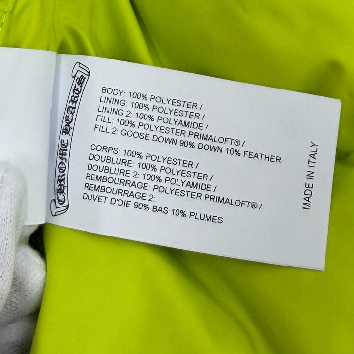 Excellent CHROME HEARTS Down jacket STIFF Neon yellow polyester Women XS
