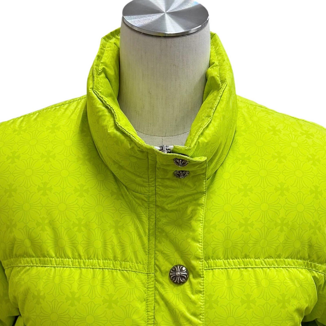 Excellent CHROME HEARTS Down jacket STIFF Neon yellow polyester Women XS