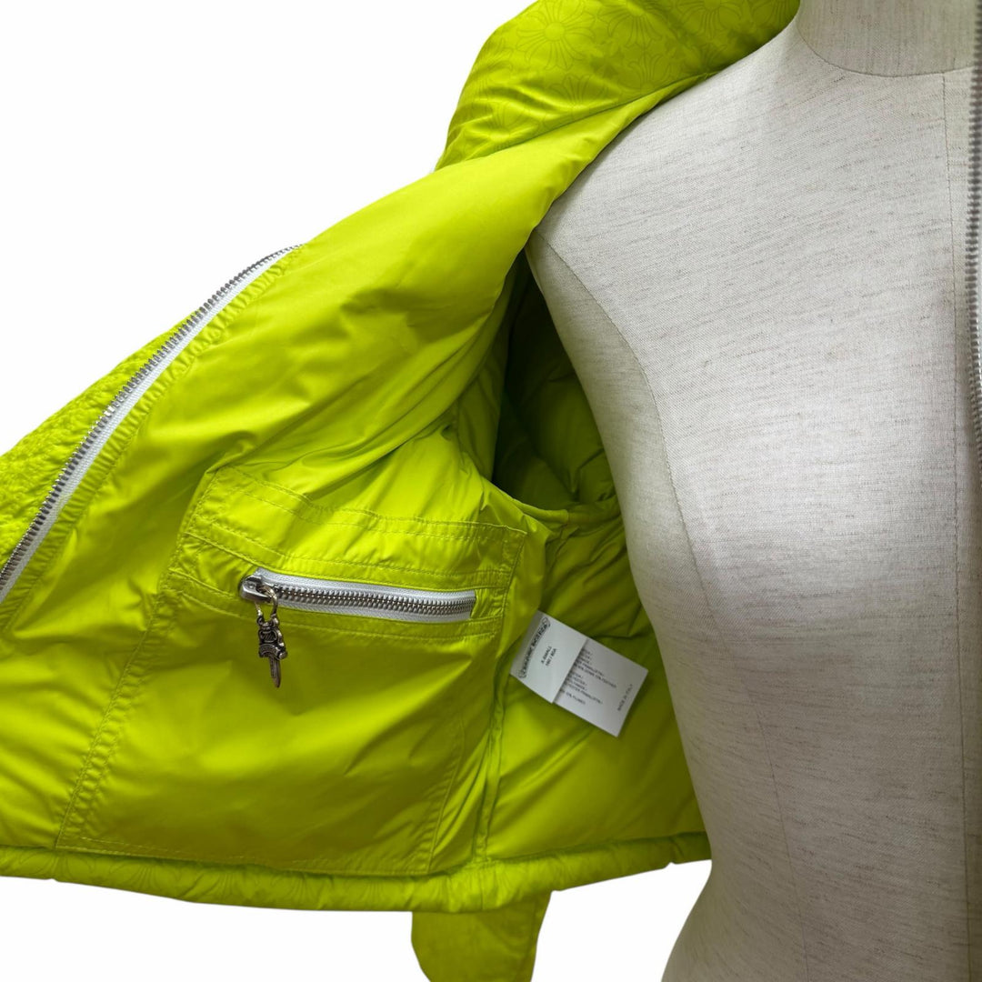 Excellent CHROME HEARTS Down jacket STIFF Neon yellow polyester Women XS