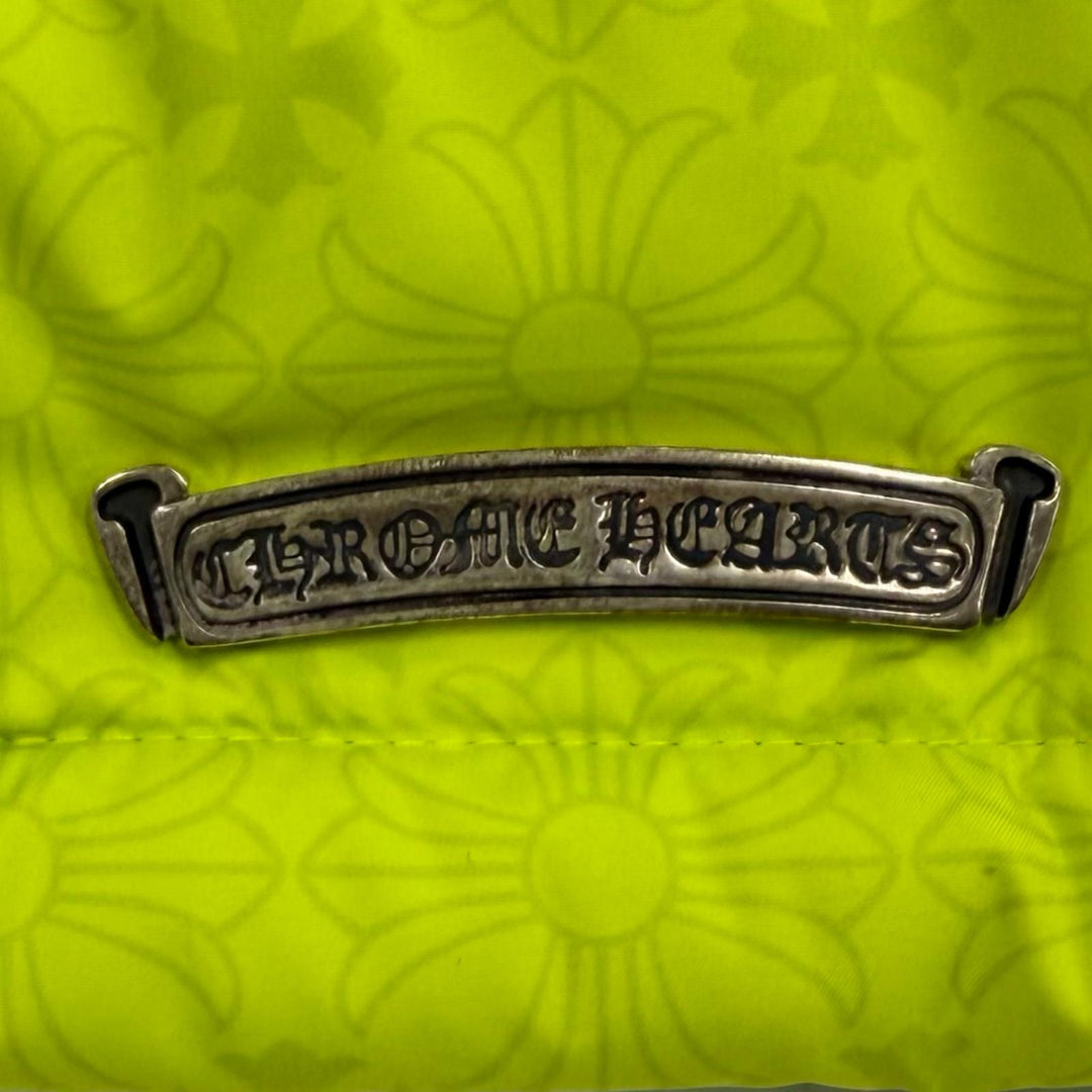 Excellent CHROME HEARTS Down jacket STIFF Neon yellow polyester Women XS