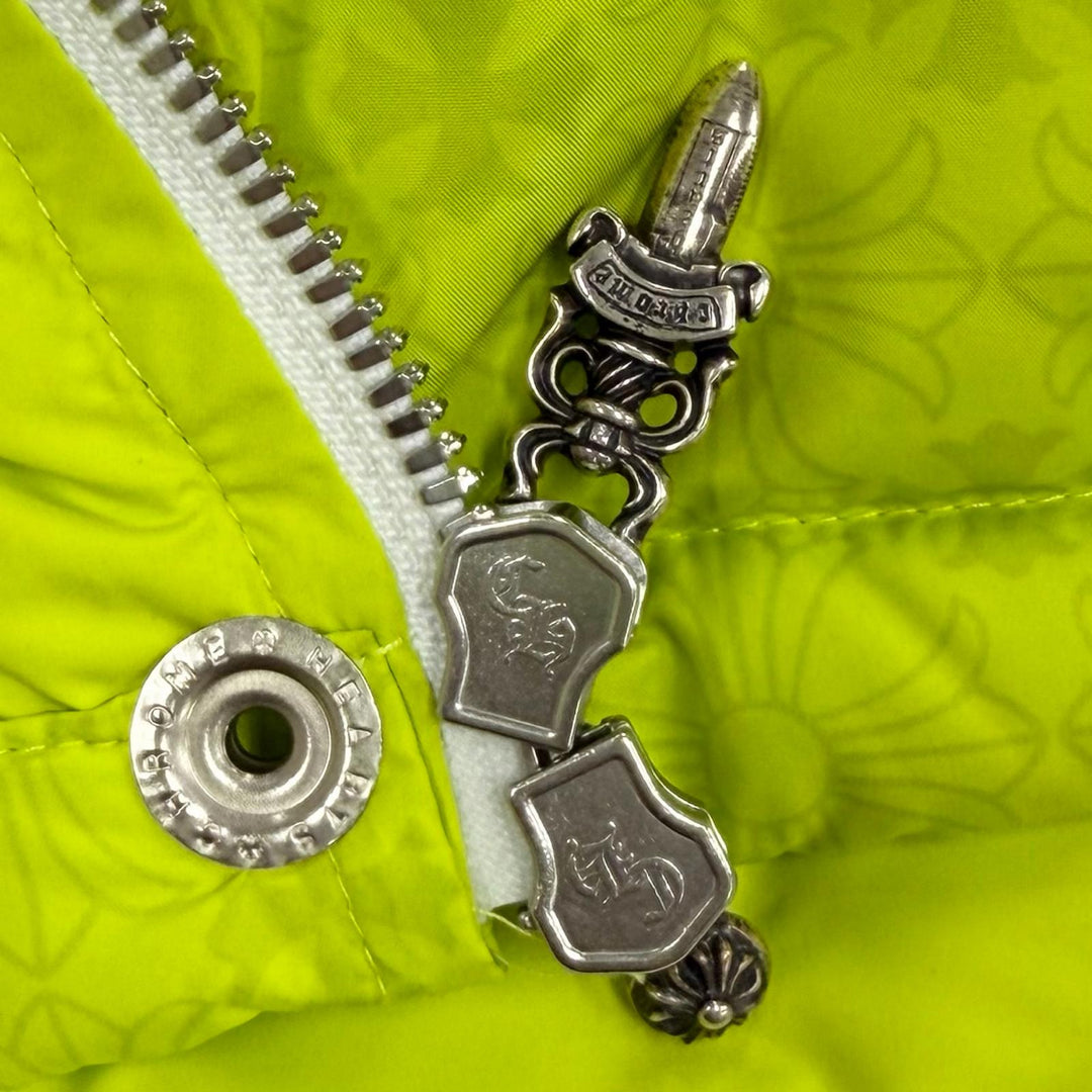 Excellent CHROME HEARTS Down jacket STIFF Neon yellow polyester Women XS