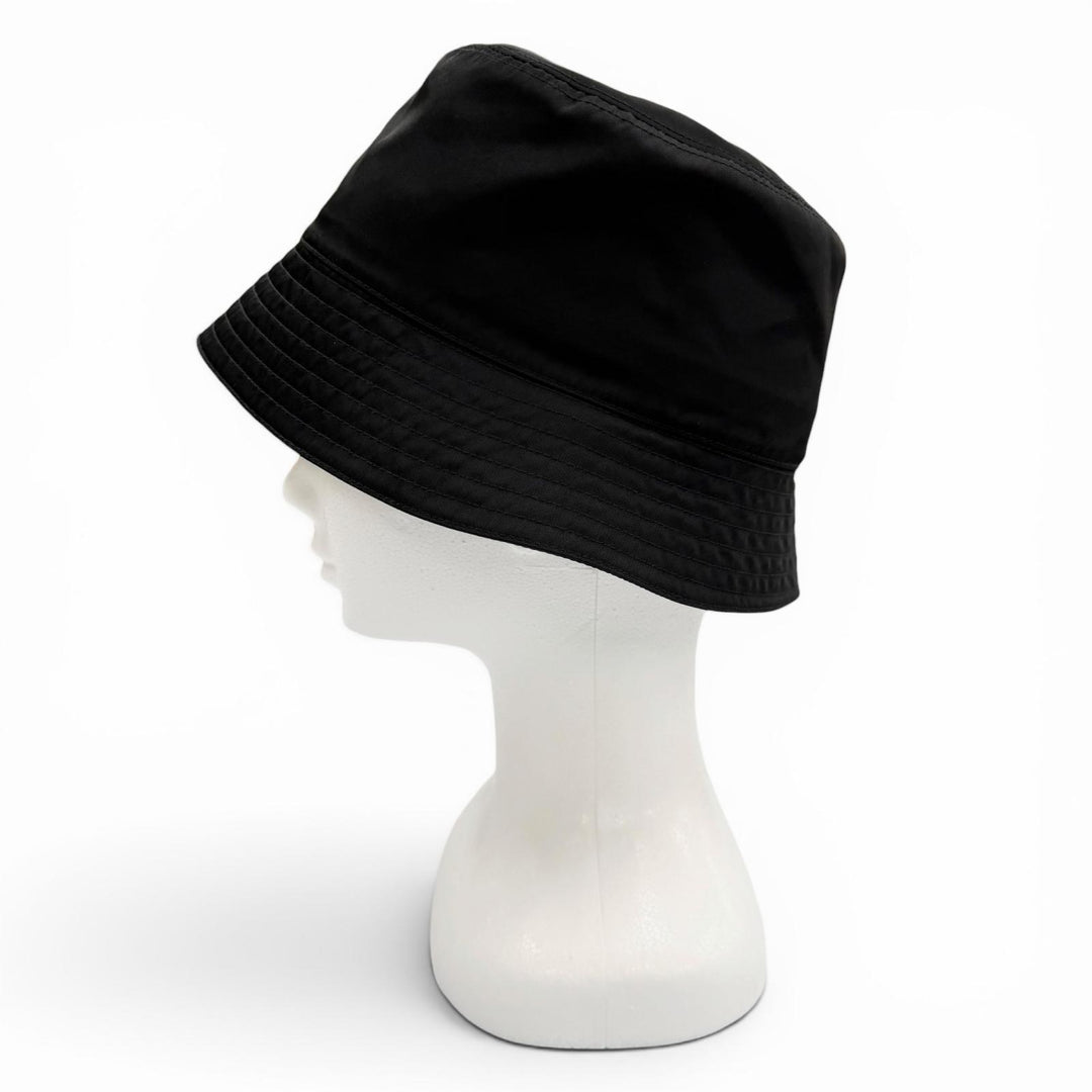 Excellent PRADA hat Logo hat, bucket hat black polyamide mens S 2HC137