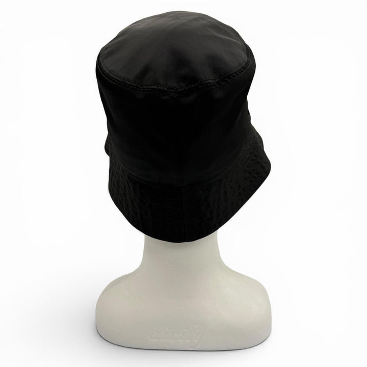 Excellent PRADA hat Logo hat, bucket hat black polyamide mens S 2HC137