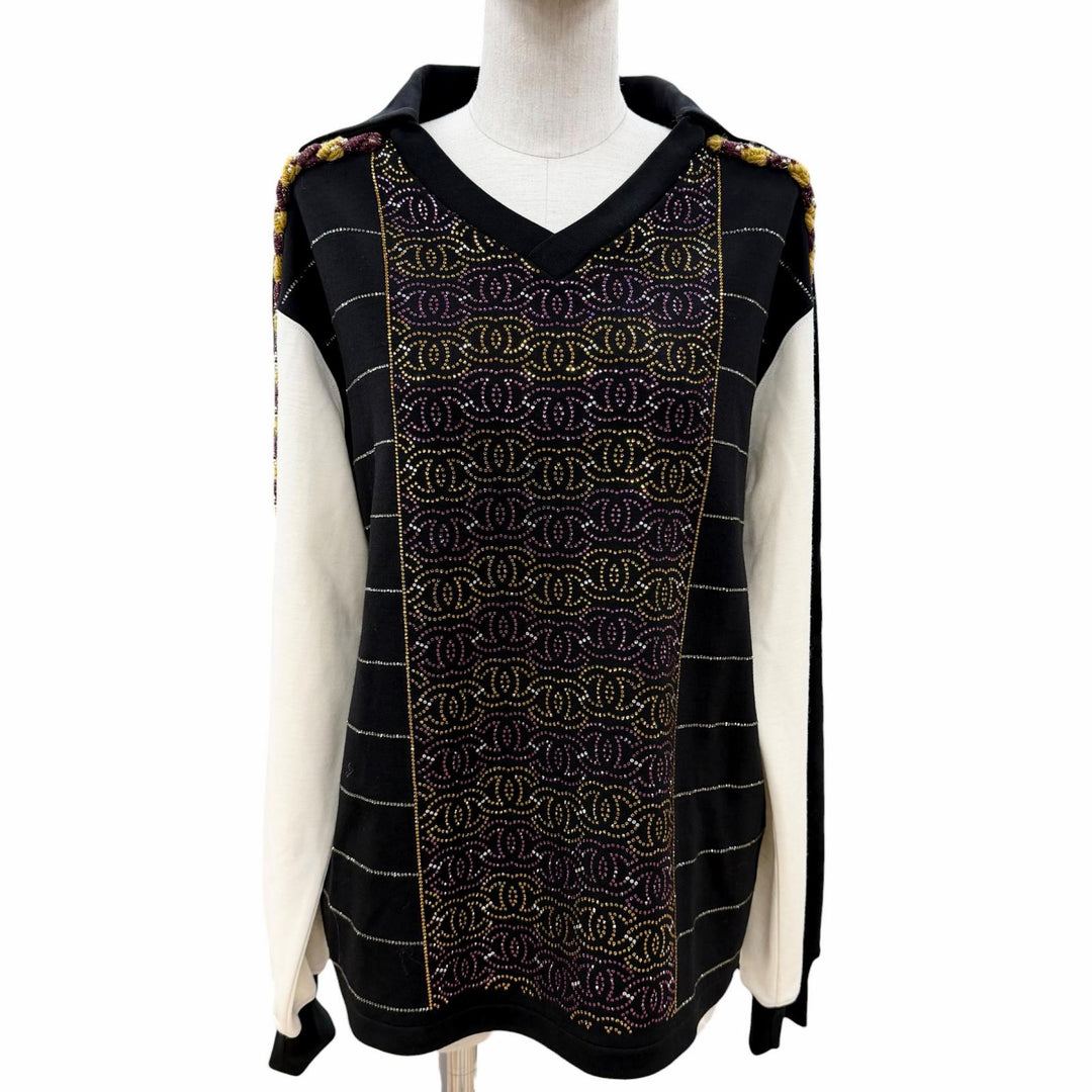 Excellent CHANEL T-shirt COCO Mark Rhinestone Long Sleeve Women P75458K10806
