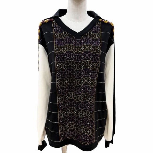 Excellent CHANEL T-shirt COCO Mark Rhinestone Long Sleeve Women P75458K10806