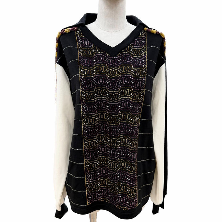 Excellent CHANEL T-shirt COCO Mark Rhinestone Long Sleeve Women P75458K10806