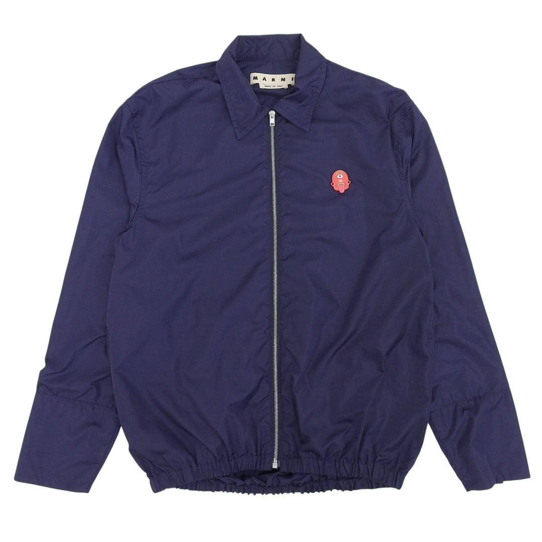 Great MARNI Nylon jacket Rubber patch zip-up blouson Navy Nylon 46 CUMU0109X0