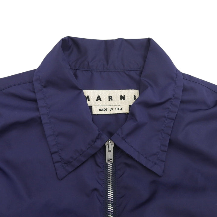 Great MARNI Nylon jacket Rubber patch zip-up blouson Navy Nylon 46 CUMU0109X0