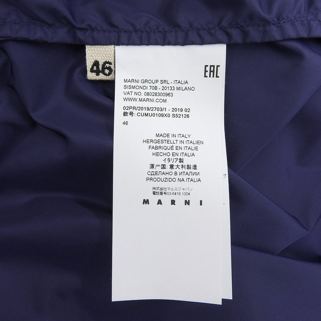Great MARNI Nylon jacket Rubber patch zip-up blouson Navy Nylon 46 CUMU0109X0