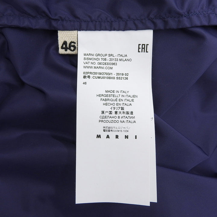 Great MARNI Nylon jacket Rubber patch zip-up blouson Navy Nylon 46 CUMU0109X0