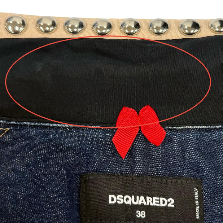 Excellent DSQUARED2 one piece Logo Metal Studded Denim cotton 38 S75CV0348