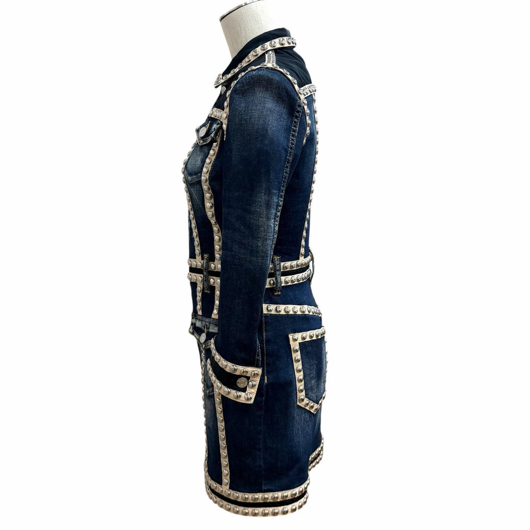 Excellent DSQUARED2 one piece Logo Metal Studded Denim cotton 38 S75CV0348