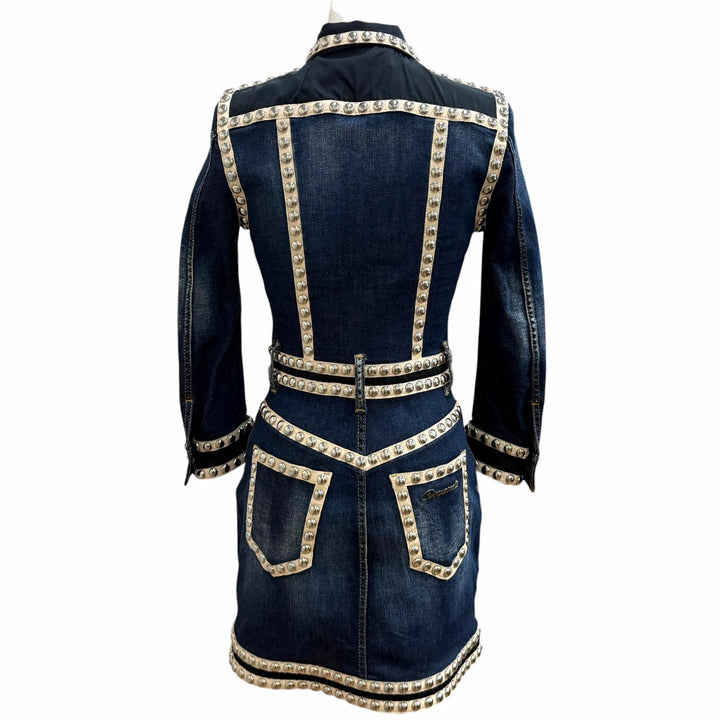 Excellent DSQUARED2 one piece Logo Metal Studded Denim cotton 38 S75CV0348